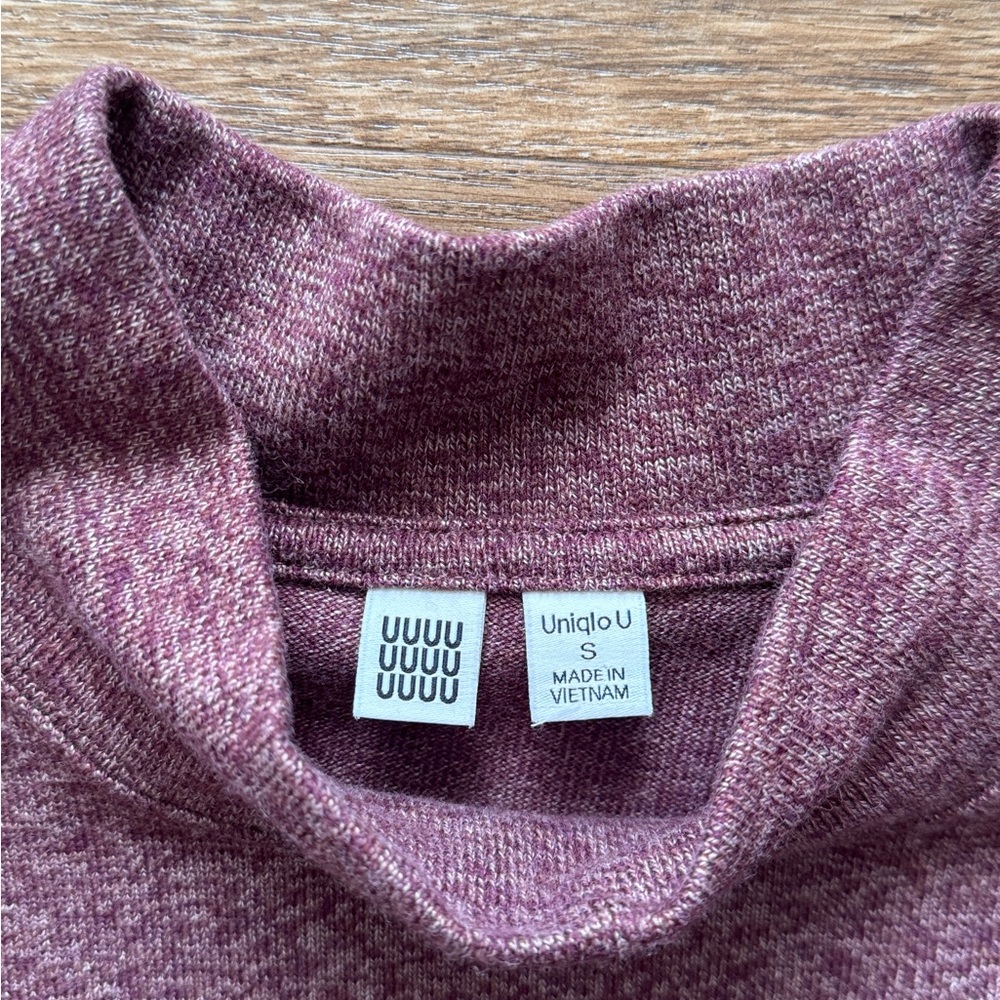 Uniqlo U Sweater S Purple Wool Low Gauge Crewneck Neutral Minimalist Chunky - Picture 4 of 6